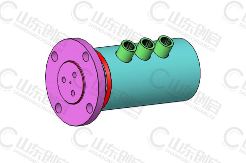 Y3X8A型通水三通路旋轉接頭三維立體圖