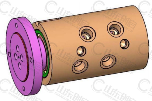 Y3X6A型通水四通路旋轉接頭三維立體圖