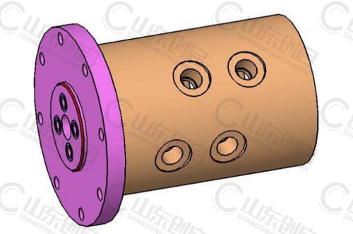 Y4X10D2型通水四通路旋轉接頭三維立體圖