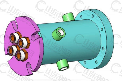 Y4X20B型通水四通路旋轉接頭三維立體圖